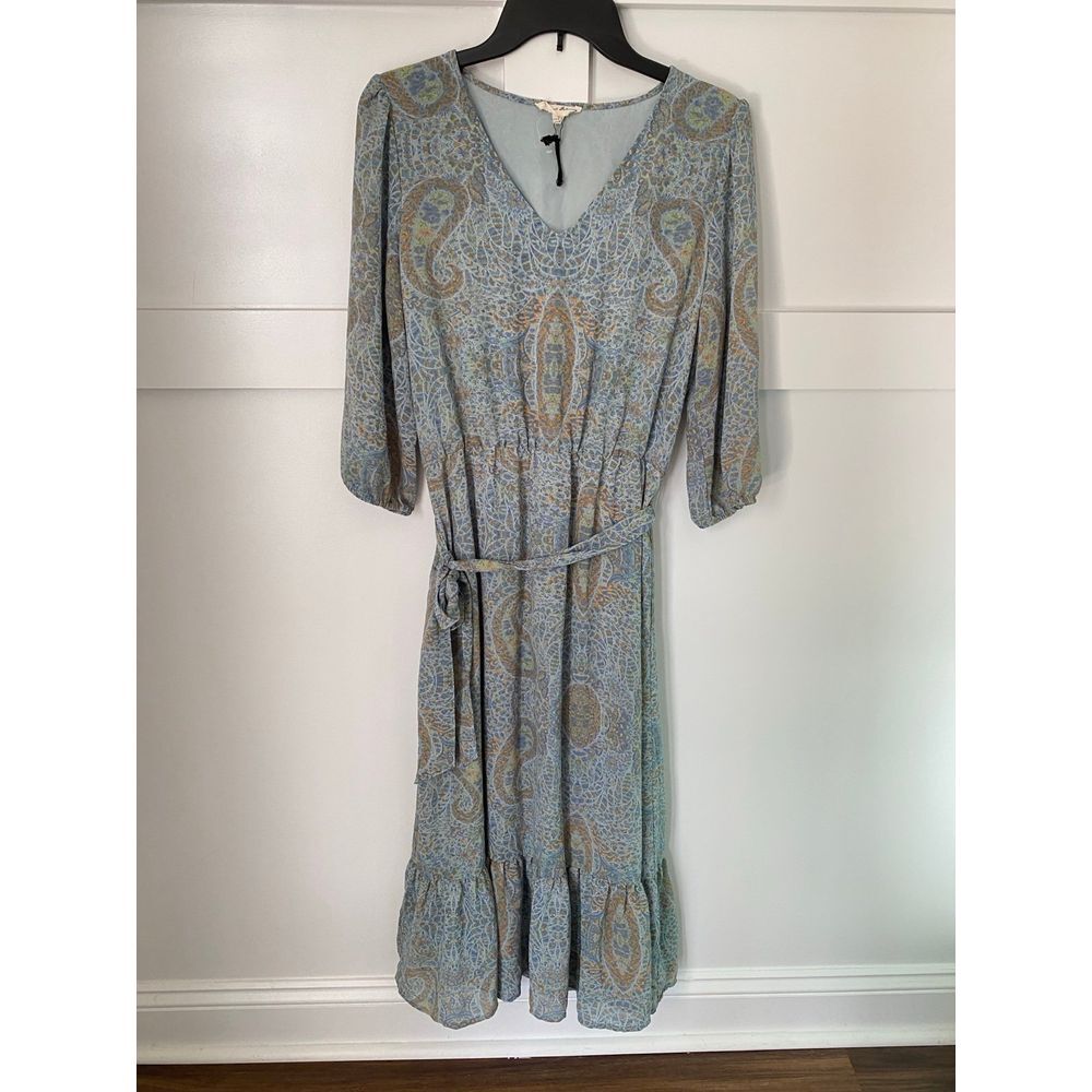 Boutique dusty‎ blue paisley print midi size small